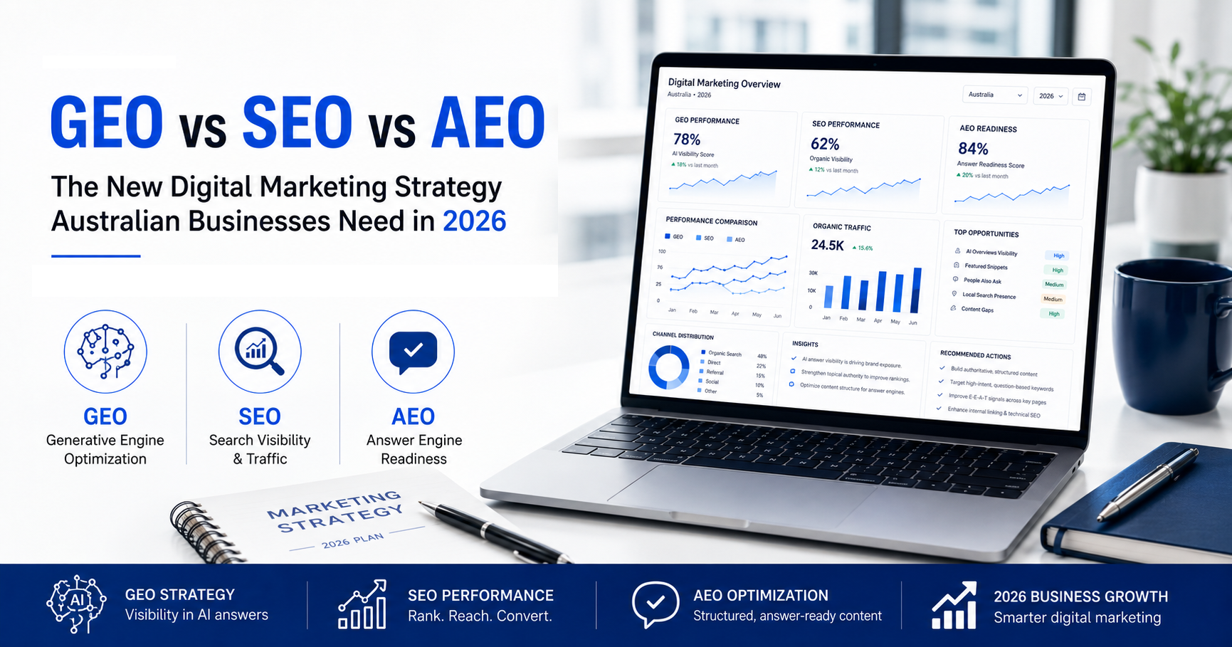 GEO vs SEO vs AEO Digital Marketing Strategy Diagram for Australian Businesses in 2026