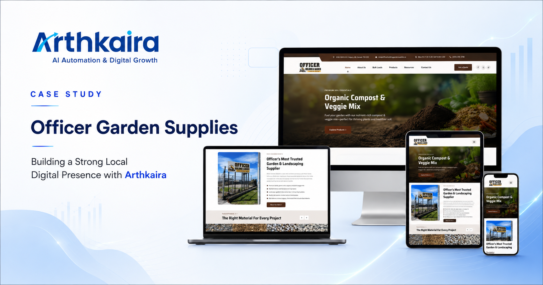 Officer Garden Supplies website and local SEO case study developed by Arthkaira