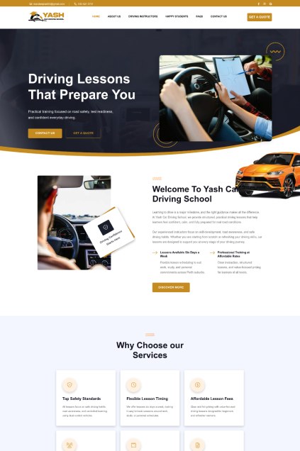 Yash Car Driving School Website Development